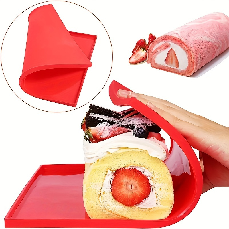 Kitchen Gadgets Essential - 1pc,Swiss Roll Cake Mat 12.2''x10.23'',Non-Stick Silicone