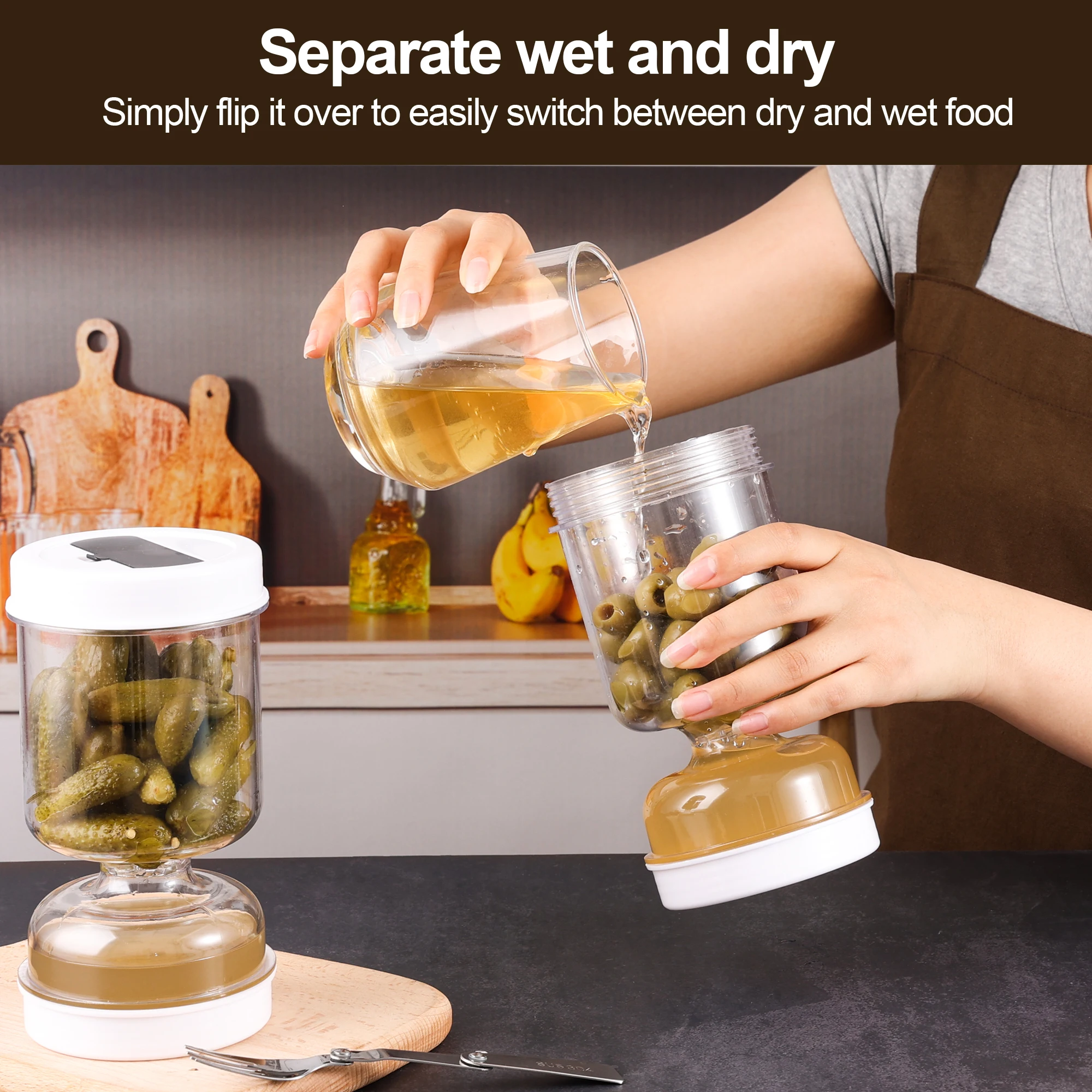 Pickles Jar With Forks Dry and - Korean Kitchen Gadgets 评论和价格