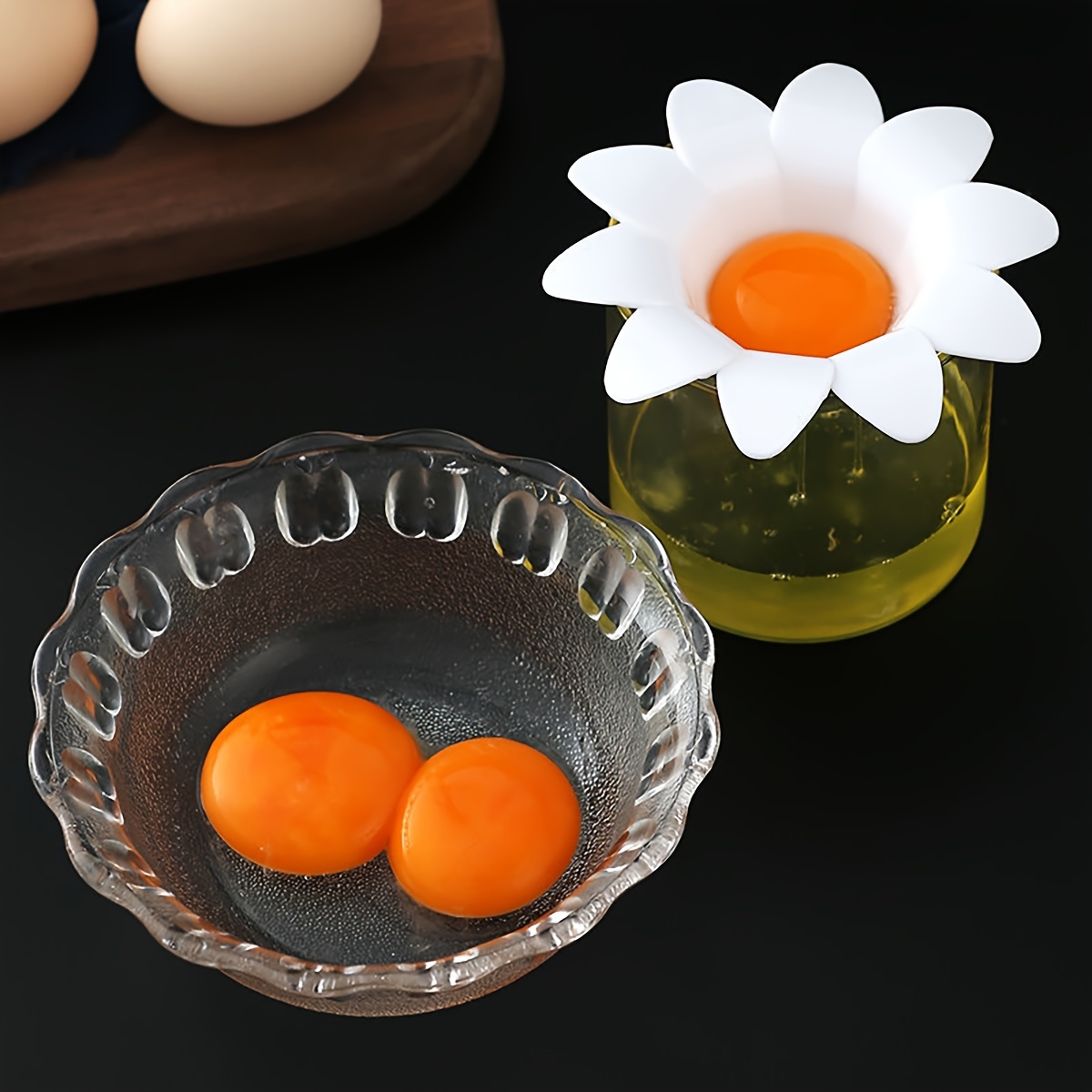 1pc/ Cute Flower Design Egg Wh - Egg Separator Tool 评论和价格